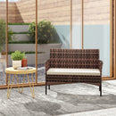 Divano da Giardino 2 Posti 115x63x85 cm con Cuscini e Tappetini Antiscivolo in Rattan e Acciaio Beige      