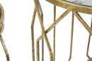 Tavolinetti Tunisi Coppia Ø42x53-38x47 cm in Ferro e Vetro Oro