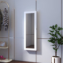 Specchiera Armadio Portagioielli da Parete in Legno MDF Bianco 37x9.5x112 cm 