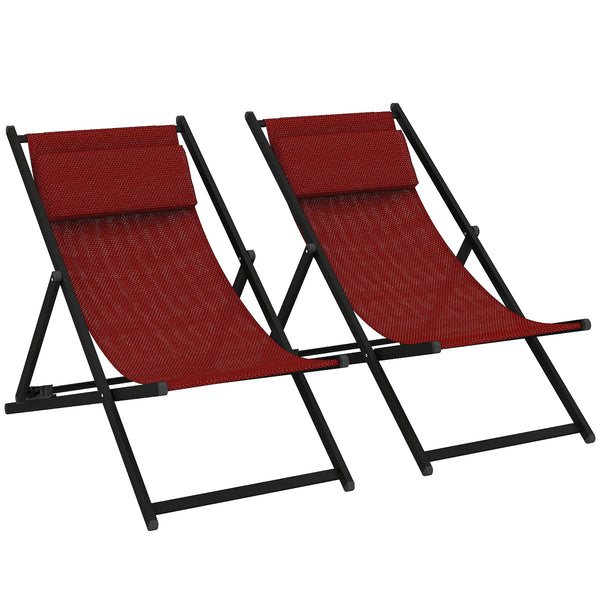 Set mit 2 klappbaren Liegestühlen aus Aluminium 96,35 x 58 x 91,5 cm Rex Red acquista