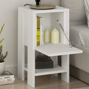 Comodino 30x30x55 cm Mobiletto con Anta a Ribalta e Ripiano in Legno Bianco      