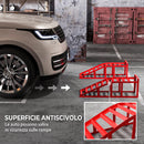Set di 2 Rampe per Auto 83,5x30,5x27 cm Antiscivolo in Acciaio Rosso      