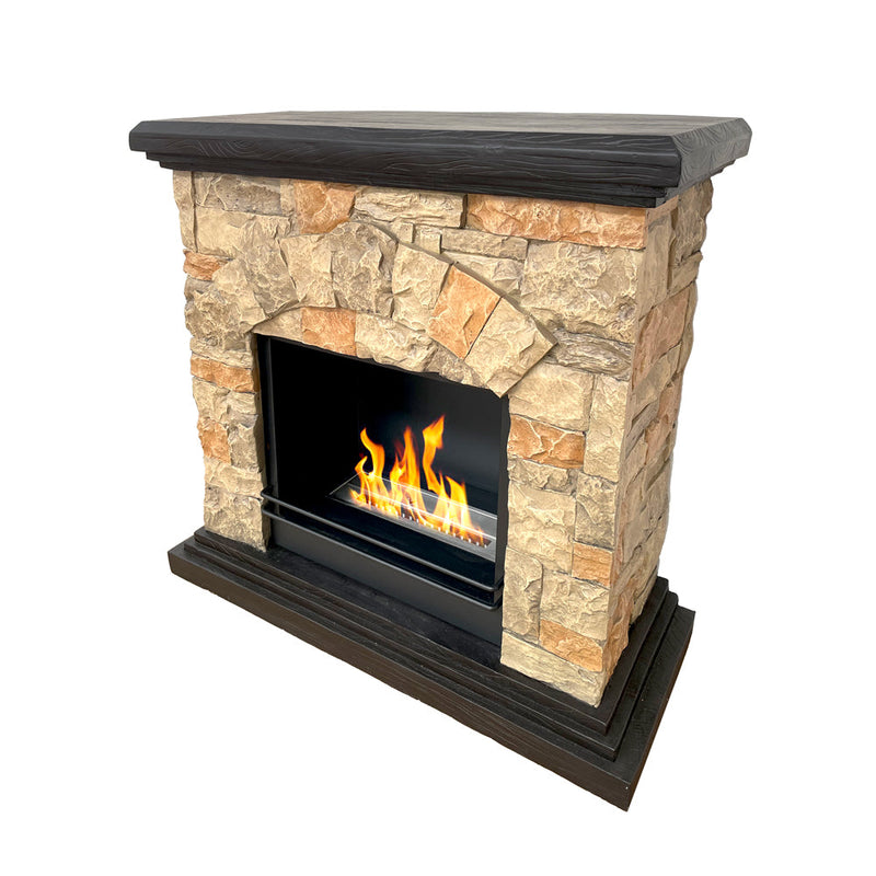 Camino a Bioetanolo da Pavimento 105x38x100 cm Belluno Effetto Finta Pietra   