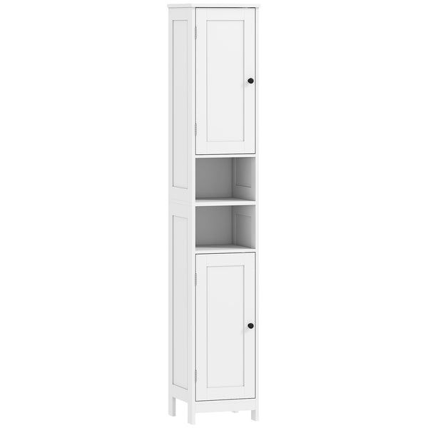 Mobile Alto a Colonna Bagno 30x30x170 cm con 2 Ripiani Aperti e 2 Armadietti in Legno Bianco online
