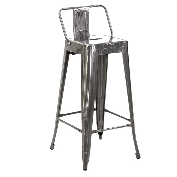 acquista Sgabello con Schienale New Bristol 42x42xh77/94 cm in Ferro Galvanizzato con seduta in Legno