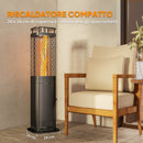 Stufa a Pellet da Esterno Potenza 6,86Kw con Base Antiscivolo Tubo in Vetro e Rete in Metallo Nero      