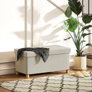 Panca Contenitore Pieghevole 67L 76x38x38cm Rivestimento Effetto Velluto Bianco Crema
