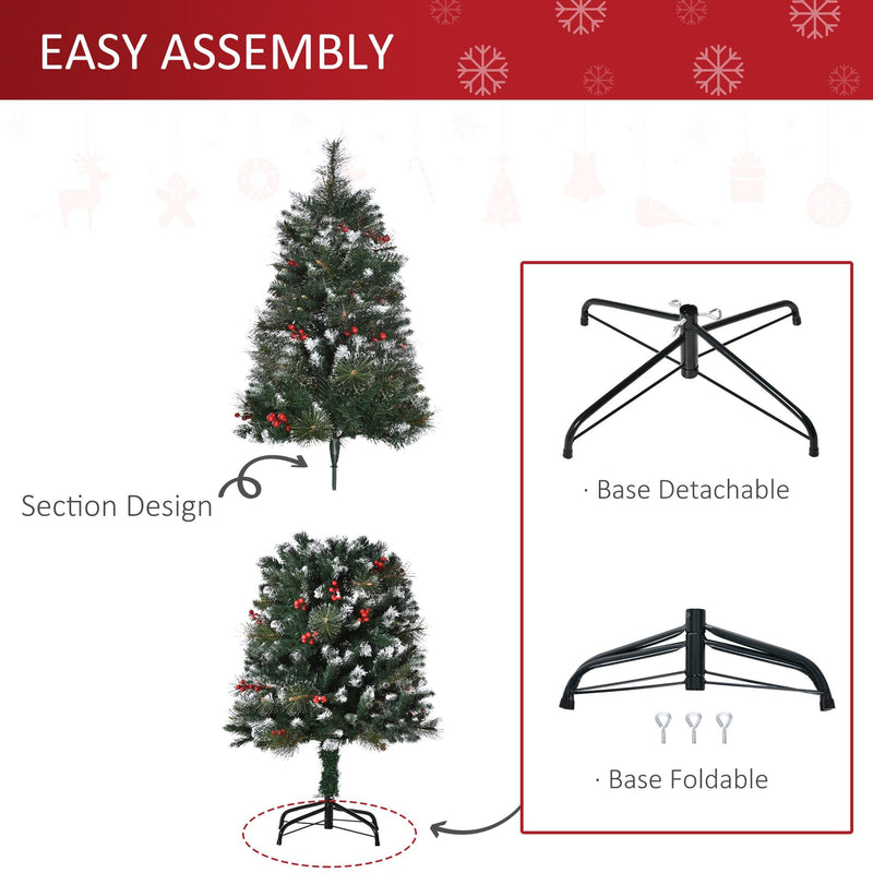 Albero di Natale Artificiale Innevato 150 cm 360 Rami con Bacche Verde