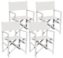 Set 4 Sedie Regista da Giardino 55x52x86 cm in Alluminio Ecrù