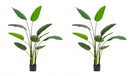 Set 2 Piante Artificiali Strelitzia 90x80x150 cm in Plastica con Vasi Verde