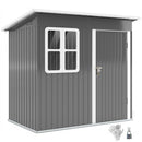 Casetta Box da Giardino 220x130 cm Porta con Blocco Finestra e Prese d'Aria in Acciaio Grigio  