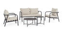 Set 5 Pezzi Salotto da Giardino con Divano 2 Poltrone e 2 Tavolini in Acciaio e Spunpoly Ostuni Antracite 