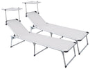 Set 2 Lettini Prendisole da Giardino Pieghevole 220x59x39 cm in Alluminio e Textilene Avorio
