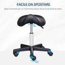 Sgabello Girevole a Sella per Parrucchieri con Ruote e Altezza Regolabile 35x38x43-55 cm in Similpelle Nero