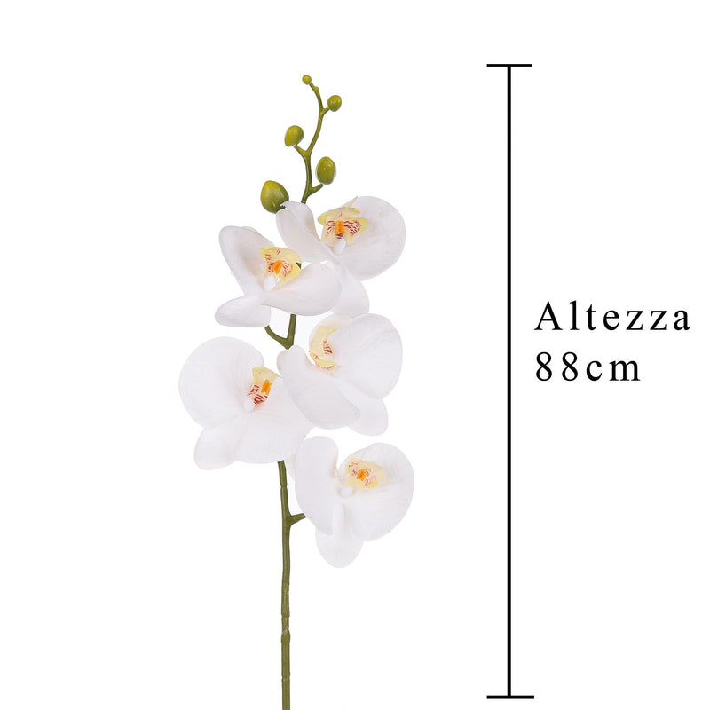 Set 3 Phalenopsis Artificiali con 5 Fiori Altezza 88 cm Bianco