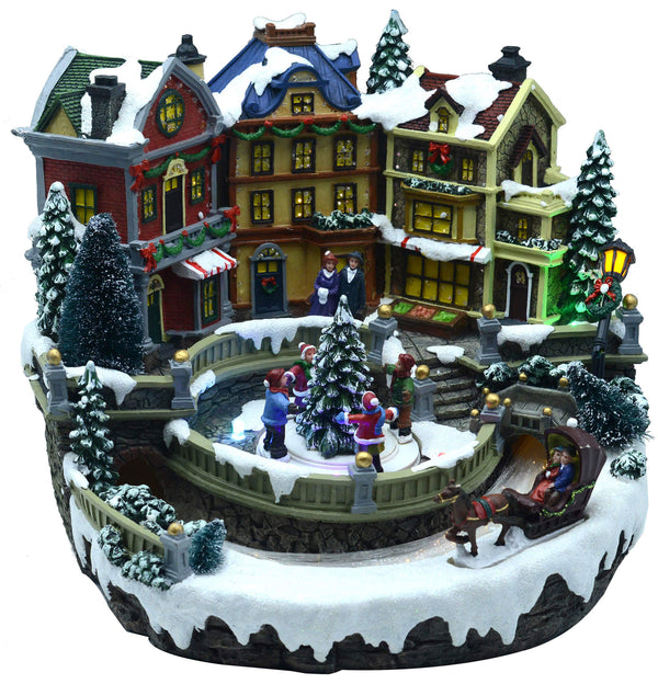 Weihnachtsdorf im Harzbaum mit Lichtern und Geräuschen 32x30xh26,5 cm Adami acquista