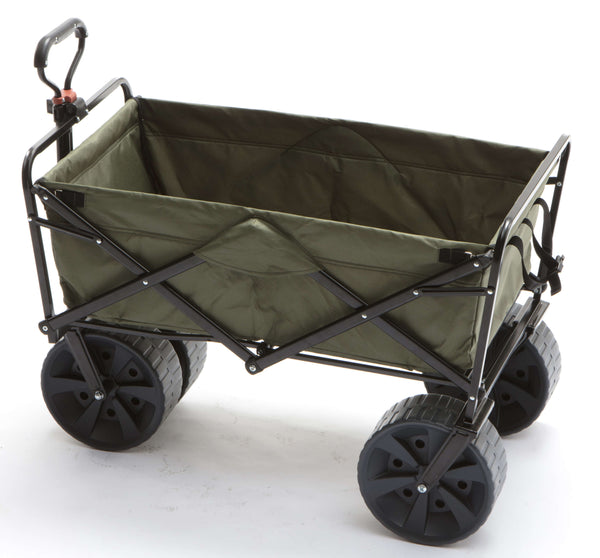 sconto Klappbarer Gartenwagen 92x55,5x62 in Stahl mit ausziehbarem Griff Taddei Garden Plus Dunkelgrün