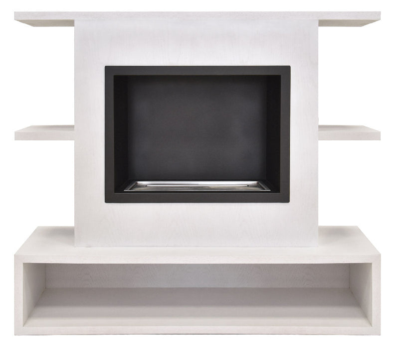 Camino a Bioetanolo da Pavimento 110x98x40 cm Queen Bianco Graffiato