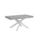 Tavolo Allungabile 160-420x90x77 cm Volantis Premium Cemento Telaio Bianco 