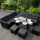Set Salotto da Giardino 240x186x70 cm ad Angolo con Tavolo in Rattan Nero