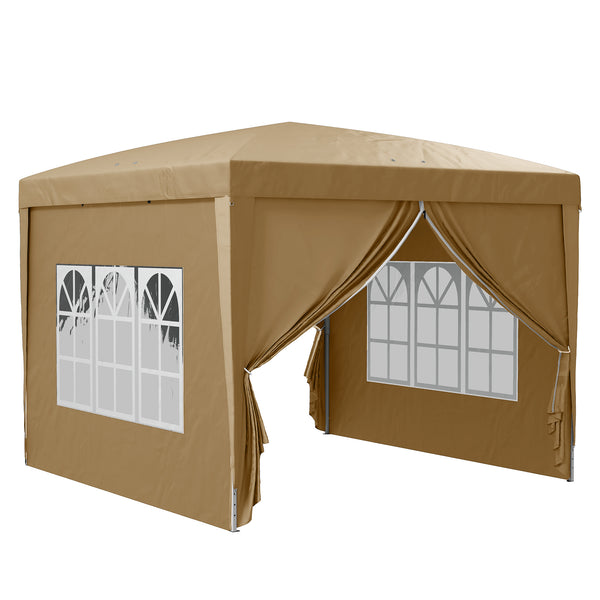 Gazebo da Esterno 3x3 m Pieghevole con 4 Pannelli Laterali in Acciaio e Tessuto Oxford Cachi sconto