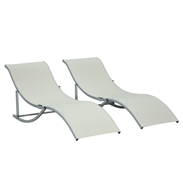 2er-Set Gartenliegen 61 x 165 x 63 cm aus Aluminium und beigem Textilene online