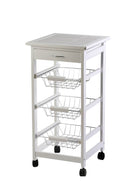 Carrello da Cucina in Legno Bianco 3 Cestelli Tosini A308-28S
