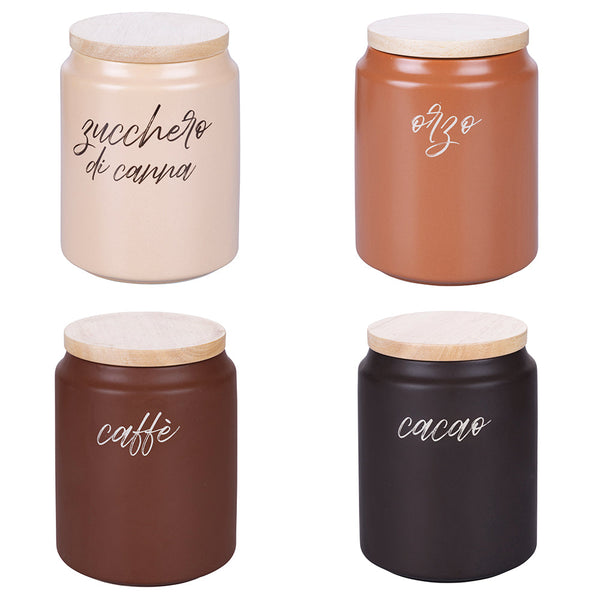 Set 4 Barattoli Cacao Zucchero Caffè Orzo 900 ml in Gres VdE Tivoli 1996 Shades of chocolate online