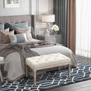 Panca Fondo Letto Imbottita 80x40x41 cm in Legno Ottomana Beige