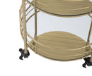 Carrello Glam Rotondo Ø38x77,5 cm in Ferro e Vetro Oro