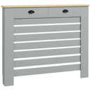 Copritermosifone a Doghe Copricalorifero a Griglia con 2 Cassetti 111x19x95,5 cm in MDF Grigio      