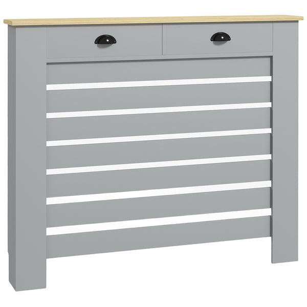 Copritermosifone a Doghe Copricalorifero a Griglia con 2 Cassetti 111x19x95,5 cm in MDF Grigio sconto