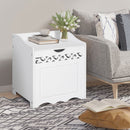 Mobiletto Bagno Portabiancheria in Legno 55x34x58 cm  Floreale Bianco