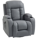 Poltrona Reclinabile Massaggiante e Riscaldata 82x99x103 cm 8 Punti Massaggio con Telecomando in Pelle PU Grigio Chiaro      