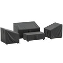 Set 4 Coperture per Mobili da Giardino 4 Pezzi Impermeabili in Tessuto Oxford 420D Nero      
