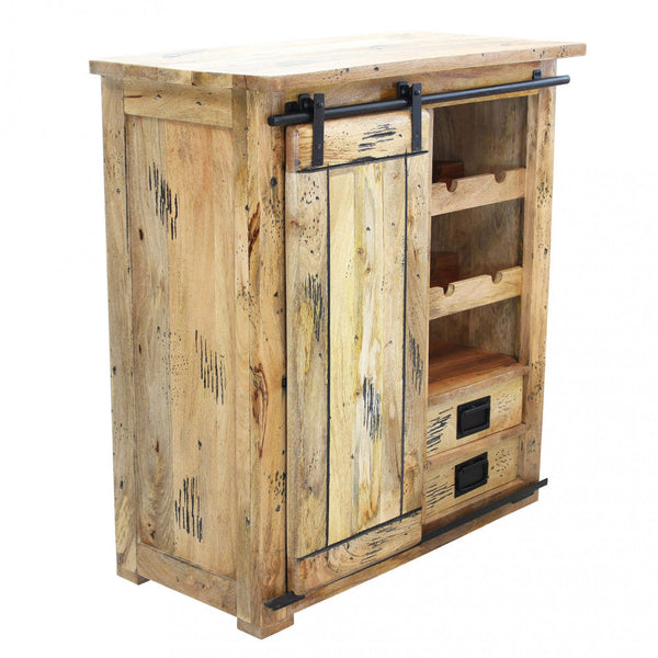 Kellerschrank Flaschenhalter 1 Tür 2 Regale und Schubladen 90 x 45 x 100 h cm in Holz online