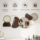 Decorazione Murale 3D con Specchi 101x41.5 cm in Metallo Oro   