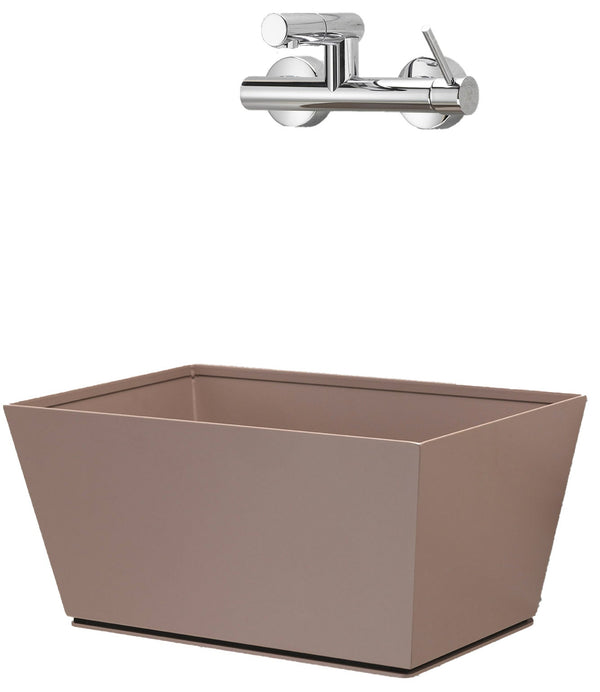 prezzo Fontana a Parete da Giardino con Miscelatore e Vasca Belfer 42/PRQM Tortora