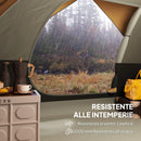 Tenda da Campeggio per 3 Persone Impermeabile 205x275x135H cm con Tasche e Gancio per Lanterna Arancione   