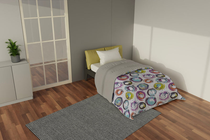 Trapunta Invernale 1 Piazza e Mezzo Stampata in Microfibra 300gr Double Face Cerchi Astratti