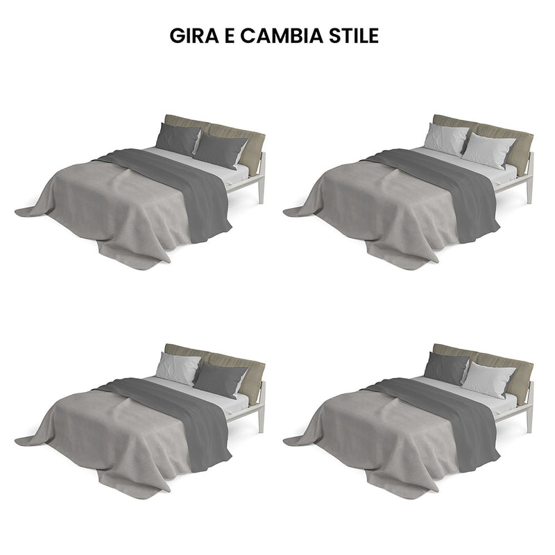 Set Lenzuola Sopra Sotto e Federe Doubleface Grigio Chiaro\/Fumo