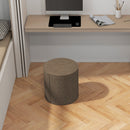 Pouf Poggiapiedi 41x41 cm Rivestimento Rimovibile Tessuto Effetto Lino Marrone 