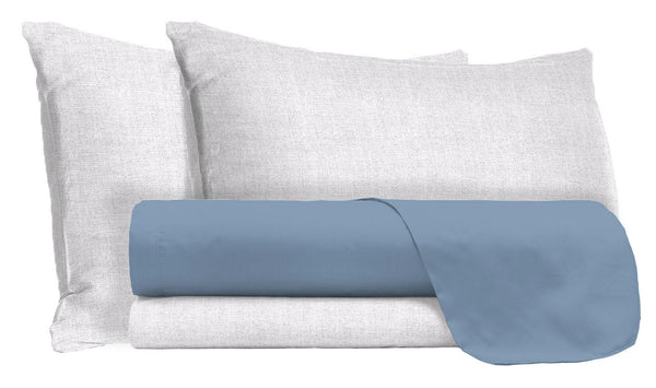 Set aus Oberlaken und Kissenbezügen aus himmelblauer Baumwolle in verschiedenen Größen prezzo