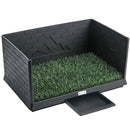Toilette per Cani 75x51x36,5 cm con Vassoio Estraibile Pareti Laterali Erba Sintetica in PP e PE Nero      