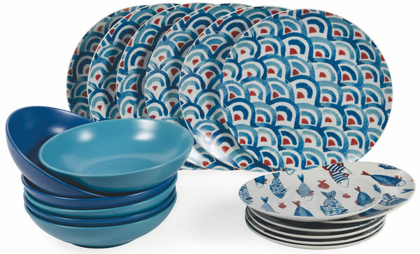 sconto 18-teiliges Tafelservice aus Porzellan und Steingut Villa d'Este Home Tivoli Sashimi
