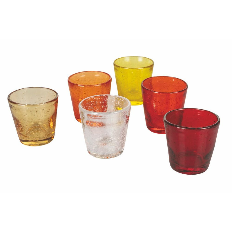 Set 6 Tazzine per Liquori Liquorini Cancun Sunset in Vetro VdE Tivoli 1996 Rosso