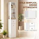 Mobile Colonna Bagno 18x40x135 cm con 2 Cassetti 2 Ripiani e 3 Scomparti in MDF Bianco      