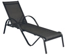 Lettino Prendisole da Giardino 202x64x53 cm Telaio in Alluminio e Textilene Nero