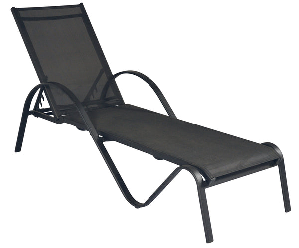 Garten-Sonnenliege 202 x 64 x 53 cm Rahmen aus Aluminium und schwarzem Textilene acquista
