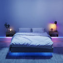 Set 2 Comodini Sospesi 37x32x21 cm con LED RGB Integrati e Regolabili con APP Cassetto e Ripiano in Melamina Color Legno      